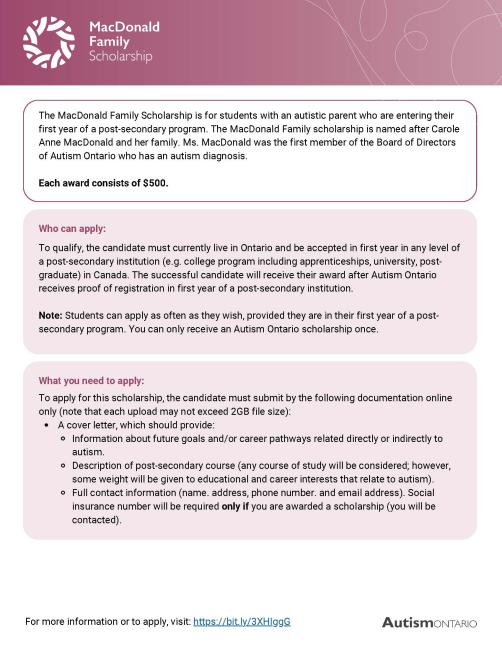 Screenshot of MacDonald Family Scholarship document